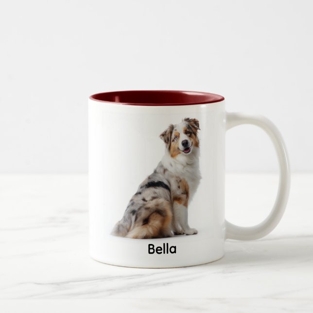 Personalized Blue Merle Aussie “I Own You” Två-Tonad Mugg (Höger)