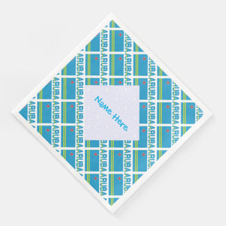 Personalized Blue Name Aruba Flag Tiled Pappersservett