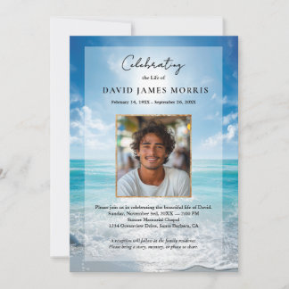 Personalized Blue Sky Funeral Invitation Inbjudningar