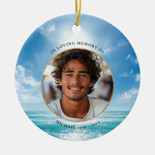 Personalized Blue Sky Memorial Ornament (Framsidan)
