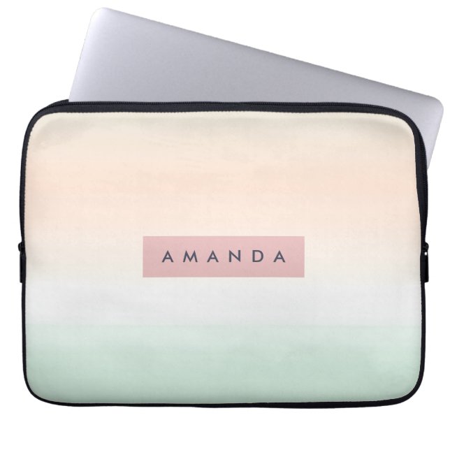 Personalized Blush and Mint Pastel Ombre  Laptop Fodral (Framsidan)