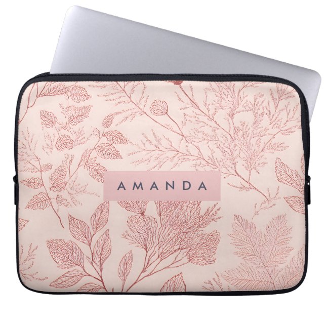 Personalized Blush Botanical Floral Design Laptop Fodral (Framsidan)