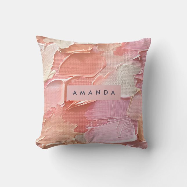 Personalized Blush Pink and Peach Paint Kudde (Framsida)