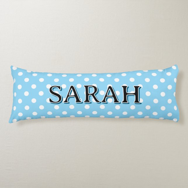 Personalized Body Pillow with white polka dots Kroppskudde (Framsidan)