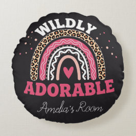 Personalized Boho Leopard Rainbow Nursery Round  Rund Kudde