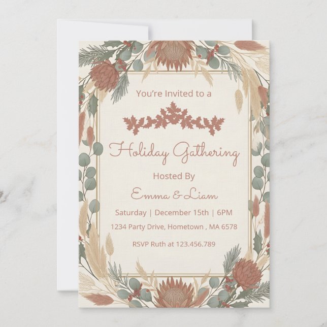 Personalized Boho Minimalist Christmas Party Inbjudningar (Framsida)