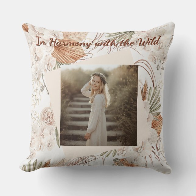 Personalized Boho Pillow  Bohemian Photo Gift Kudde (Framsida)