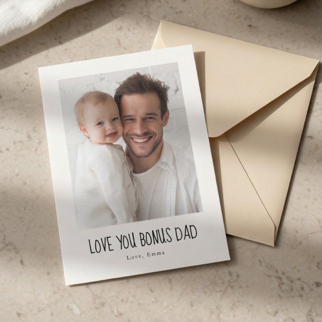 Personalized Bonus Dad Photo Card | Custom Gift Julkort (Skapare uppladdad)