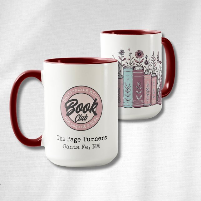 Personalized Book Club Logo & Floral Mugg (Skapare uppladdad)