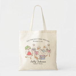 Personalized Book Club Tote Bag with Cute Geese Tygkasse