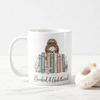 Personalized “Booked & Unbothered” Bookish Reader Kaffemugg