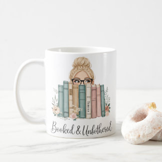 Personalized “Booked & Unbothered” Bookish Reader Kaffemugg
