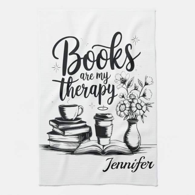Personalized Books Are My Therapy Bookworms Kökshandduk (Vertikal)
