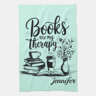 Personalized Books Are My Therapy Bookworms Kökshandduk