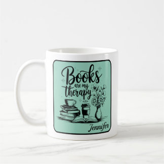 Personalized Books Are My Therapy Bookworms Mint Kaffemugg