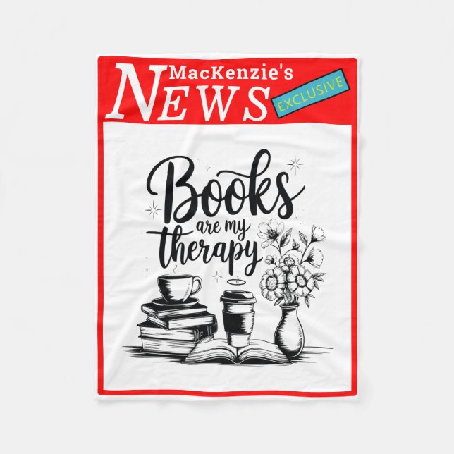 Personalized Books Are My Therapy News Exclusive Fleecefilt (Framsidan)
