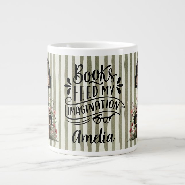 Personalized Books Feed My Imagination Jumbo Mugg (Framsidan)