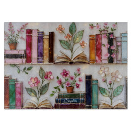 Personalized Bookshelf Floral Cutting Board Gift