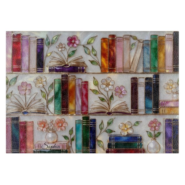 Personalized Bookshelf Kitchen Cutting Board (Framsidan)