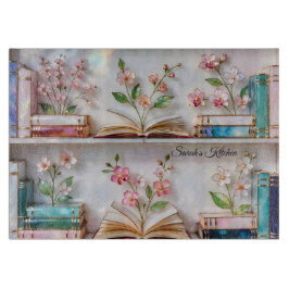 Personalized Bookshelf Kitchen Glass Cutting Board