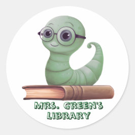 Personalized Bookworm Book Stickers for Classroom  Runt Klistermärke