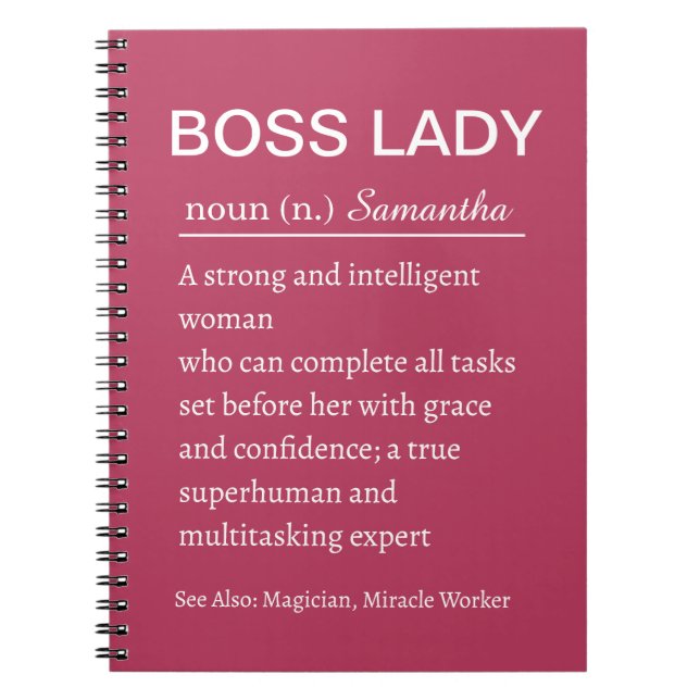 Personalized Boss Lady Definition Notebook Funny Anteckningsbok (Framsidan)