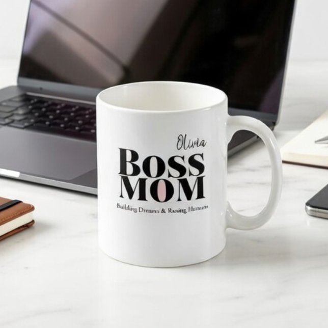 Personalized Boss Mom Mug – Custom Strong Mom Gift Kaffemugg (Skapare uppladdad)
