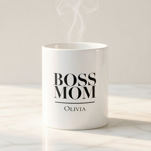 Personalized Boss Mom Mug – Custom Strong Mom Gift Kaffemugg (Skapare uppladdad)