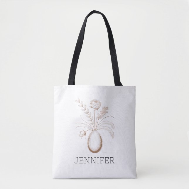 Personalized Botanical Easter Tote Bag  Tygkasse (Framsida)