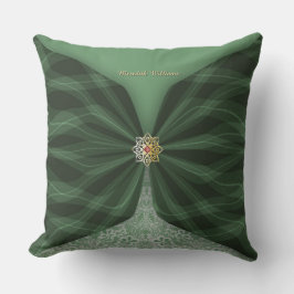 Personalized Botanical Green Textile Illusion Kudde