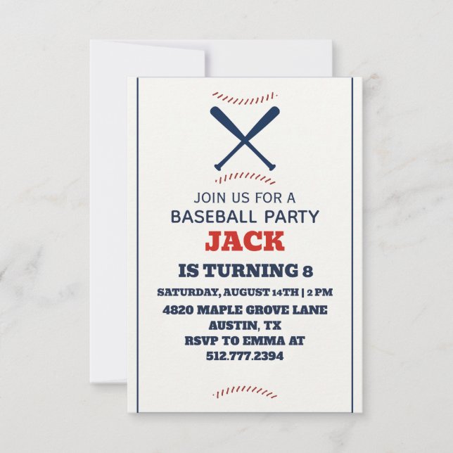 Personalized Boys Baseball Birthday Party Inbjudningar (Framsida)