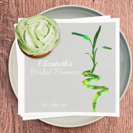 Personalized Bridal Shower Lucky Bamboo Light Gray Pappersservett