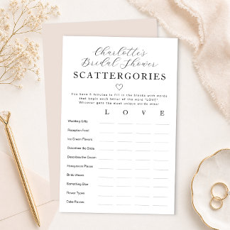 Personalized Bridal Shower Scattergories Game