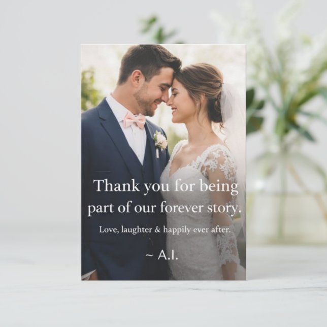 Personalized Bride & Groom Photo Thank You Card | Tack Kort (Stående Fram)