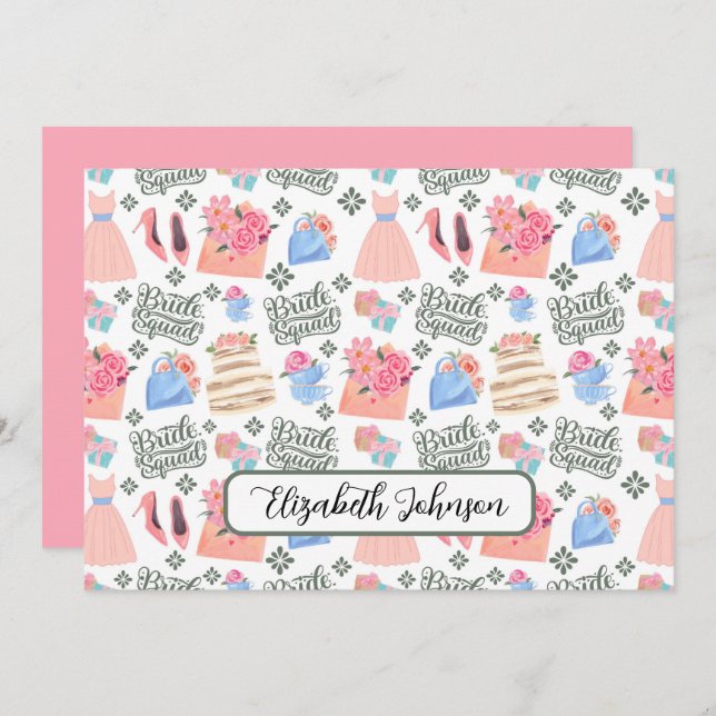 Personalized Bride Squad Wedding Note Card Anteckningskort (Fram/baksida)