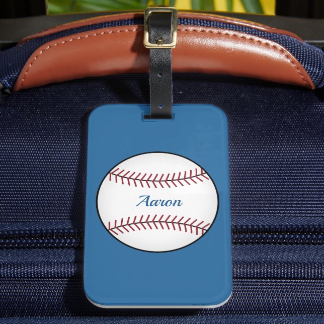 Personalized Bright Blue Baseball Luggage Tag Gift Bagagebricka (Framsida Insitu 2)