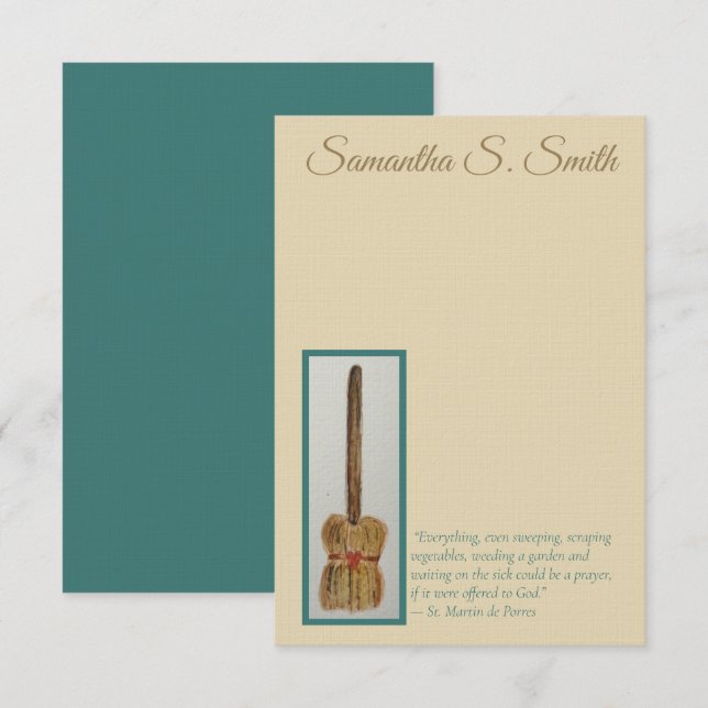Personalized Broom - St. Martin de Porres Notecard Inbjudningar (Fram/baksida)