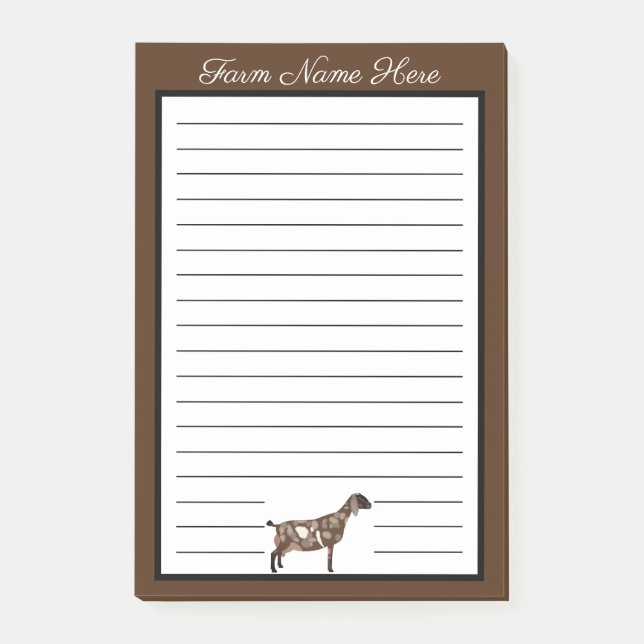 Personalized Brown and White Nubian Dairy Goat Post-it Block (Framsida)