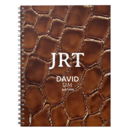 Personalized Brown Crocodile Leather Monogram Anteckningsbok