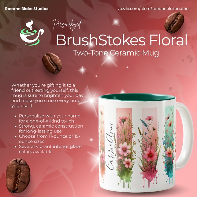 Personalized Brushstrokes Floral Design  Två-Tonad Mugg (Skapare uppladdad)