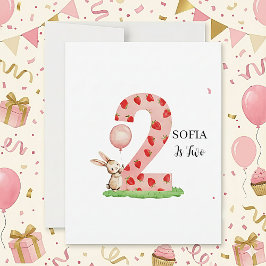 Personalized Bunny 2nd Birthday Card My Daughter Julkort