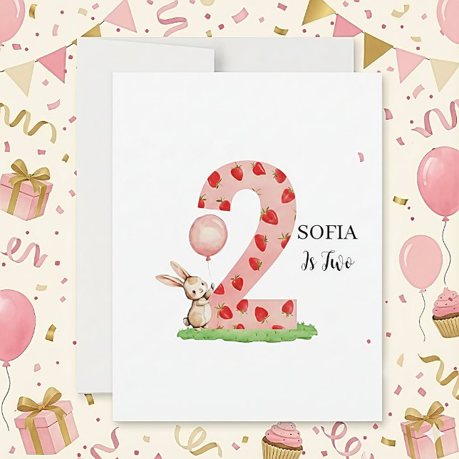 Personalized Bunny 2nd Birthday Card My Daughter Julkort (Skapare uppladdad)