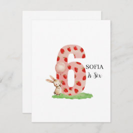 Personalized Bunny 6th Birthday Card for Girls Julkort
