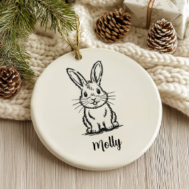 Personalized Bunny Christmas Julgransprydnad Keramik