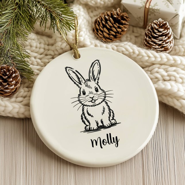 Personalized Bunny Christmas Julgransprydnad Keramik (Skapare uppladdad)
