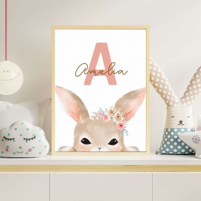 Personalized Bunny Initial Nursery Wall Art Waterc Poster (Skapare uppladdad)