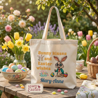 Personalized Bunny Kisses Easter Tygkasse