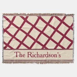 Personalized Burgundy Cream Lattice Elegant Chic Filt