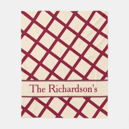 Personalized Burgundy Cream Lattice Elegant Chic Fleecefilt