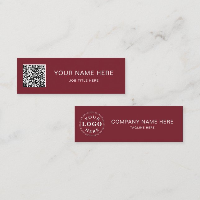 Personalized Burgundy Mini Calling Card Design (Fram/baksida)